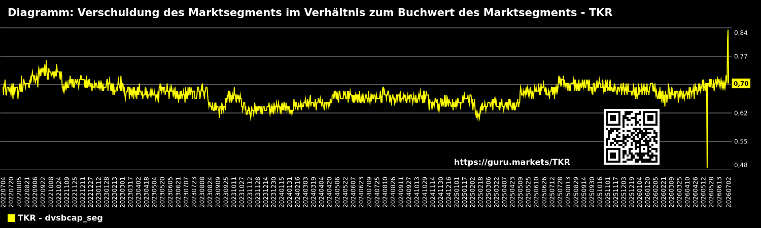Diagramm: Verschuldung des Marktsegments im Verhältnis zum Buchwert des Marktsegments - TKR